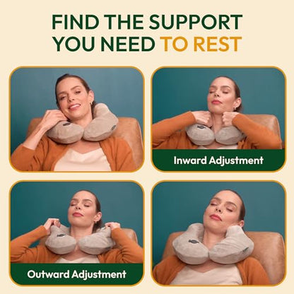 Inflatable Travel Neck Pillow with Adjustable Memory Foam Sides | Lightweight, Soft & Portable Support (Light Gray, Standard) - color: Light Gray
