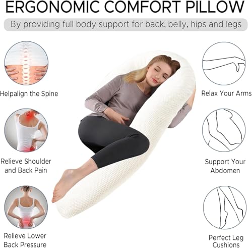 Body Pillow for Adults, Swan Pillow Insert for Sleeping, Beige, 49 Inch - color: Beige