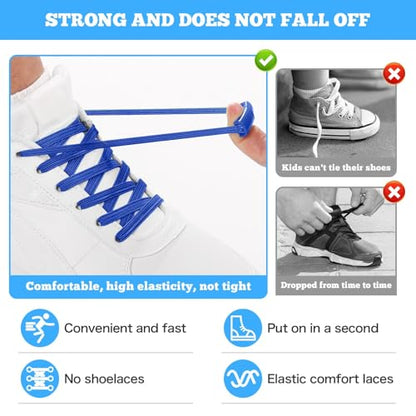 Neo-wows No Tie Shoelaces Elastic Laces for Kids Adults Athletic Sneakers - color: Silver