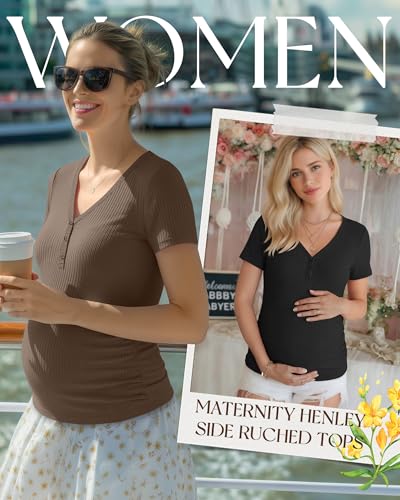 3 Pack Women's Maternity Shirts - color: Army Green, Coffee, Black, size: Small