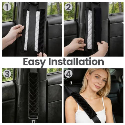 Amooca 2 Pack Seat Belt Covers Soft Shoulder Pad for Cars & Backpack - color: B: Black