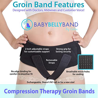 Baby Belly Band - Pregnancy & Maternity Belt With Medium Compression Groin Band - For Back, Hernia, and Pelvic Floor Pain - Medium - size: Medium