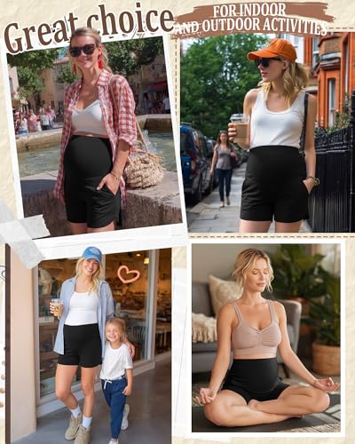 3 Pack Women's Maternity Shorts - color: Black, Black, Black, size: X-Large