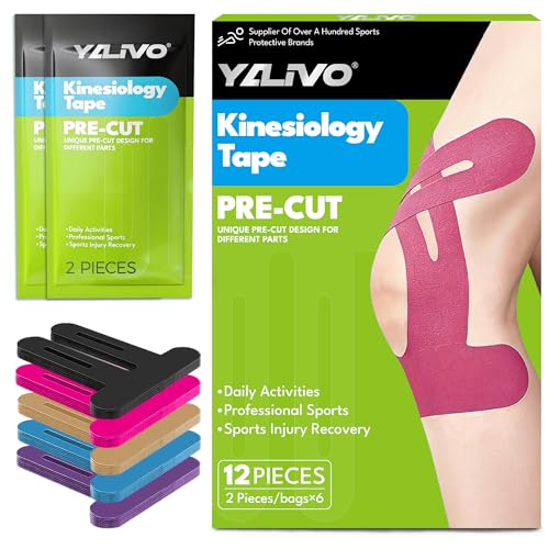 Precut Kinesiology Tape for Knees, 12 Pcs Individual Packaged (Pink) - color: Pink, size: 12PCS