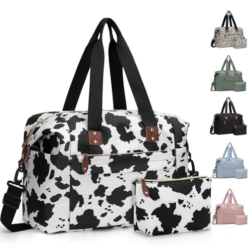 Pritent Travel Duffle Bag, Weekender Overnight Personal Item Carry On Bag - color: Cow Print, size: Medium