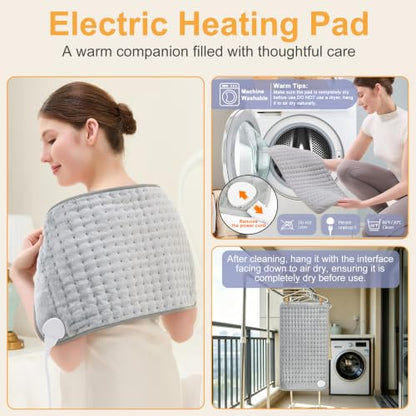 Heating Pad,Electric Heating Pads,Heating Pad for Back,Silvergray,24x12In - color: Silvergray, size: 24x12 Inch