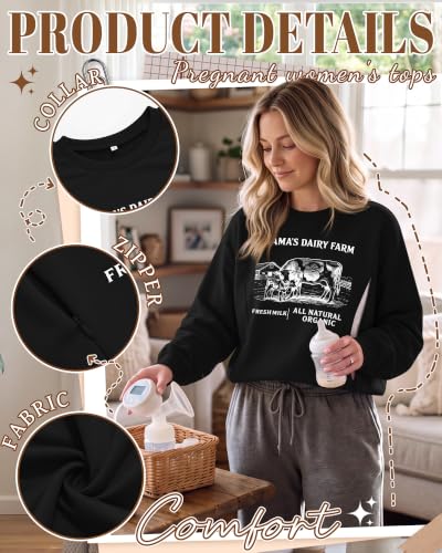 Huukeay Women's Nursing Sweatshirts for Breastfeeding - color: Black, size: XX-Large