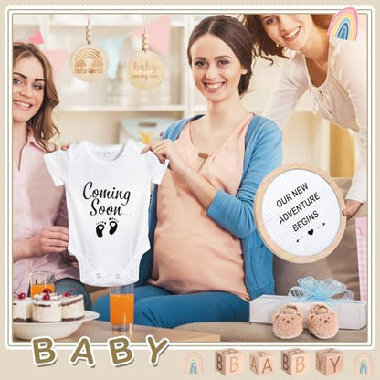 Canlierr 8 Pcs Pregnancy Announcement Felt Letter Board Kit Bodysuit, White - color: White