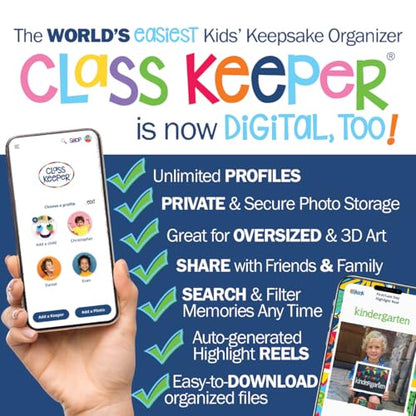 Class Keeper® Ultimate School Memory Book Bundle | Photo Signs, Stickers & Digital Memory App Included - color: Keepsake Bundle: Stripes Class Keeper + Primary Flags Signs + School Rocks Stickers