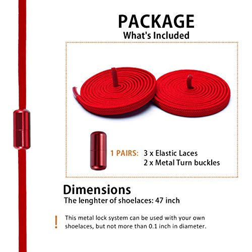 No Tie Shoelaces, Elastic Shoelaces for Adults/Kids，Elastic No Tie Shoe Laces - color: Red