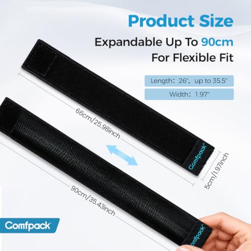 Comfpack Ice Pack Strap,Stretchable 26"x1.97" Adjustable Band - 2 Pack