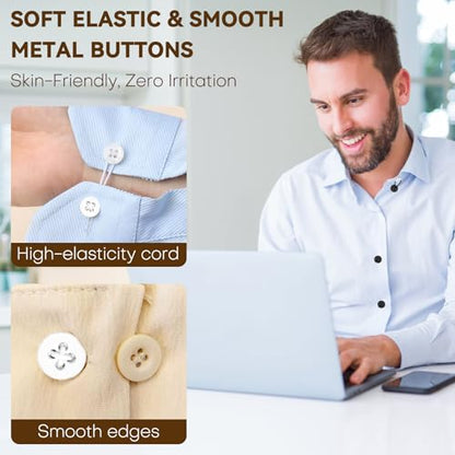 9PCS Collar Extenders for Dress Shirts, Soft Elastic Neck Button Extender Compatible with Men's Button-Up Shirts, Instant 1-1.5 Inch Extra Space for Tight Collars (9, Black)