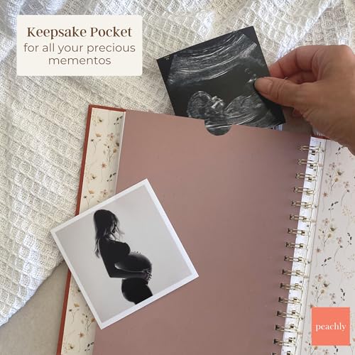Peachly Pregnancy Journal for First Time Moms - Linen Memory Book (Rust) - color: Rust