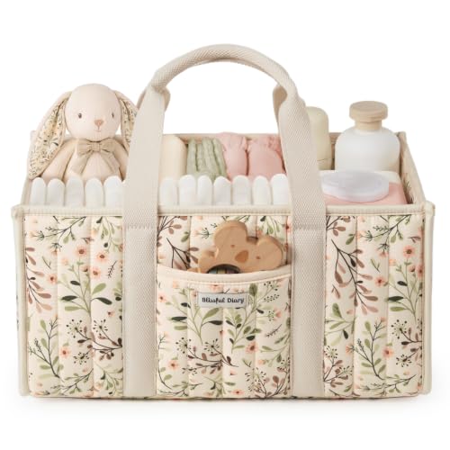 Blissful Diary Baby Diaper Caddy Organizer, Nursery Storage, Ditsy Daisy - color: Ditsy Daisy