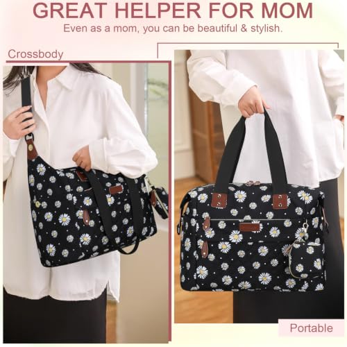Pritent Diaper Bag Tote Waterproof Maternity Baby Bags with Pacifier Case - color: Daisy, size: Medium