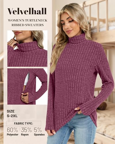 3 Pack Womens Turtleneck Nursing Tops Ribbed Sweaters - color: Wine Red, Gray Green, Black, size: Large