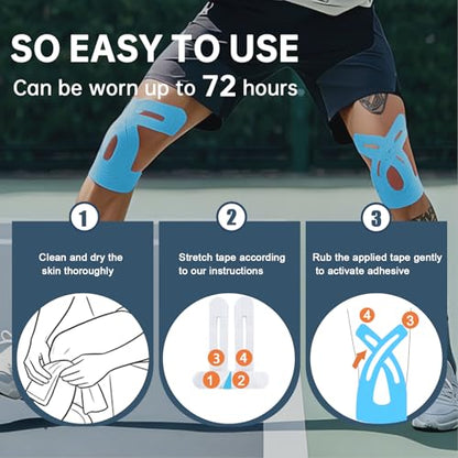 Precut Kinesiology Tape for Knees, 20 Pcs, Blue - color: Blue, size: 20 Pcs