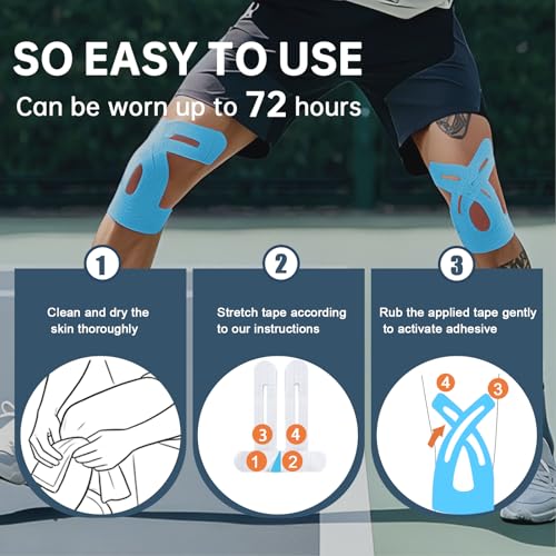 Precut Kinesiology Tape for Knees, 20 Pcs, Blue - color: Blue, size: 20 Pcs