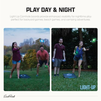 EastPoint Cornhole Set, 2 Targets, 8 Bean Bags, LED Lights, Outdoor Games - style: Light-Up Board - Black/Blue