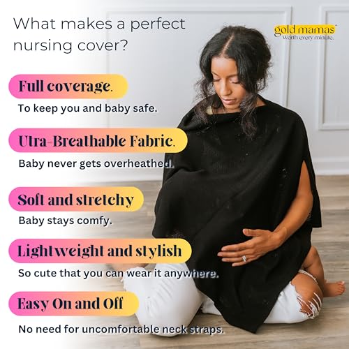 Gold Mamas Breathable Nursing Cover for Breastfeeding - color: Ebony/Black