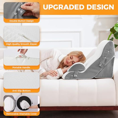 Ruqmuis Wedge Pillow Set for After Surgery, Bed Wedge Pillow, White - color: White/Grey, size: 4pcs