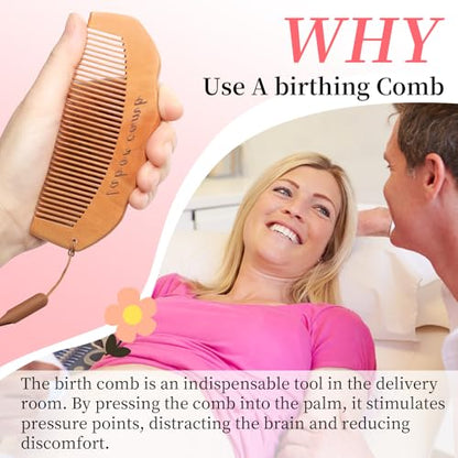 Rectangular Labor Comb - Wooden Pregnancy Essential for New Mom Gifts - color: 2 Pack-Rectangular