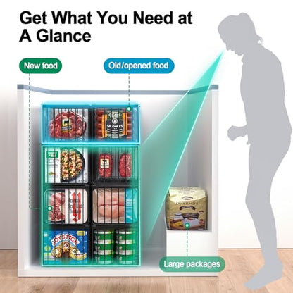Freezer Organizer Bins, 4 Pack Big Baskets for 5/ 7 Cu.FT Deep Freezer - color: black 4 pack