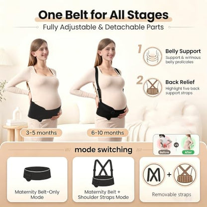 Paskyee 3-in-1 Pregnancy Belly Band – Adjustable Maternity Support Belt - size: M