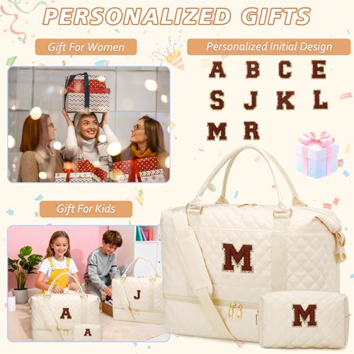 Monogram Overnight Bag Weekender Duffle Bags(Beige,M) - color: Beige, style: M