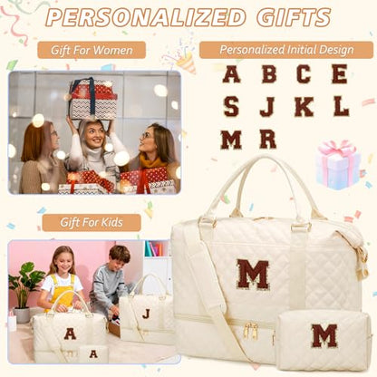 Monogram Overnight Bag Weekender Duffle Bags(Beige,M) - color: Beige, style: M