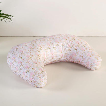 U-Shape Breastfeeding Nursing Pillow Set, 1 Insert and 2 Removable Covers - color: White & Pink Floral