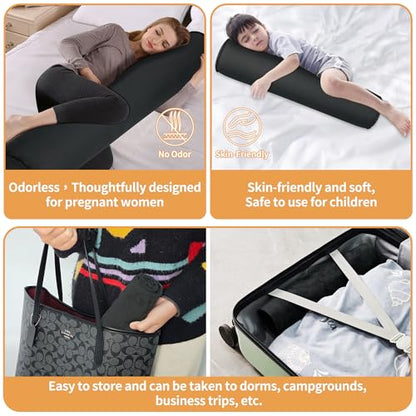 EULANT Inflatable Travel Body Pillow,Inflatable Long Body Pillow for Bed - color: Black