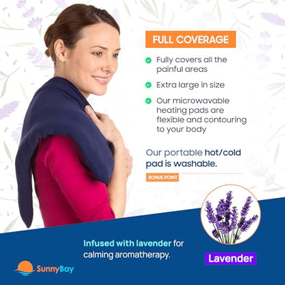 SunnyBay Lavender Extra Large Heating Pad, 10x24 inch, 4 lb, Midnight Blue - color: Lavender Scented Midnight Blue
