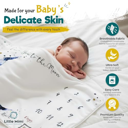 Baby Milestone Blanket, Monthly Photo Blanket, Newborn Boy & Girl Gift