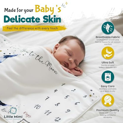 Baby Milestone Blanket, Monthly Photo Blanket, Newborn Boy & Girl Gift
