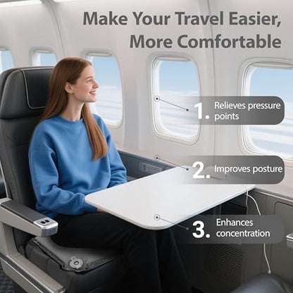 Inflatable Travel Seat Cushion – Self-Inflating Memory Foam Pad for Airplane, Stadium Bleachers, Camping, Hiking & Backpacking – Ultralight Compact & Portable Sitting Cushion (Grey) - color: Grey