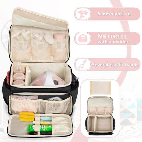 LUXJA Breast Pump Bag Compatible with Spectra S1 and S2, Black - color: Black