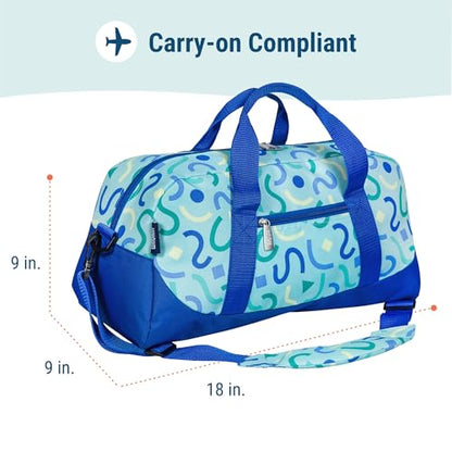 Wildkin Kids Overnighter Duffel Bag – Carry-On Size, Ideal for School & Sleepovers – Confetti Blue - color: Confetti Blue