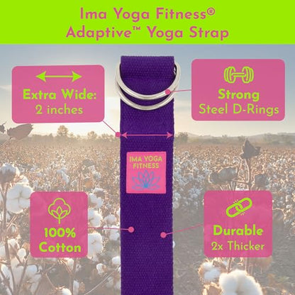 Extra-Wide 2 Inch Cotton Yoga Strap: Stretching, Physical Therapy, Exercise - color: Purple, size: 10 feet