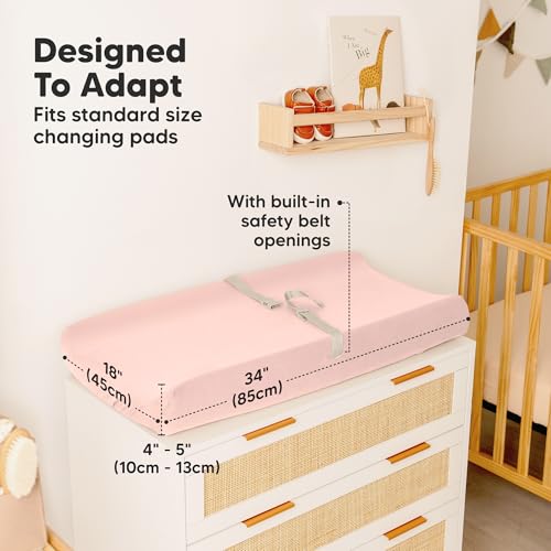 2-Pack Baby Changing Pad Cover for Girl, Boy, 34x18 (Cameo) - color: Cameo, size: Viscose derived from Bamboo