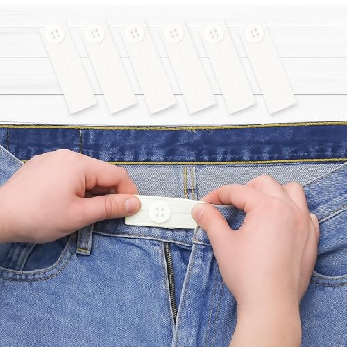 Mandala Crafts Off White Elastic Waist Button Extender for Pants Waistband - color: Off-white, size: Stretchy 3.5 Inches