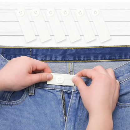 Mandala Crafts Off White Elastic Waist Button Extender for Pants Waistband - color: Off-white, size: Stretchy 3.5 Inches