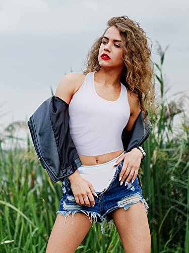 Geyoga 8 Pcs Crop Tank Top - color: Black, White, Brown, Gray, size: Medium