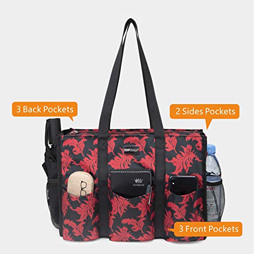 TOPDesign Utility Water Resistant Tote Bag with 13 Pockets, Zipper Closure - color: Baroque, size: Medium