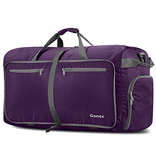 Gonex 100L Foldable Travel Duffle Bag with Shoe Compartment, Lightweight - color: Purple, size: 100L