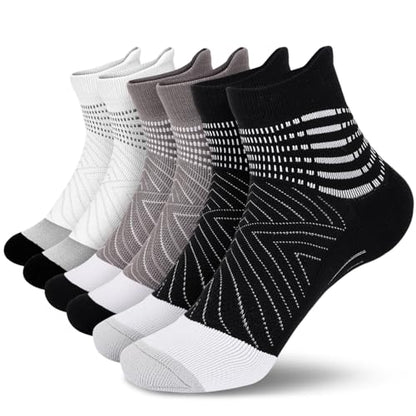 IRAMY Compression Ankle Support Socks Women - Wicking, Cushioned Athletic, Plantar Fasciitis Relief 2/3/6 Pairs - color: Black+white+grey(3 Packs), size: Medium