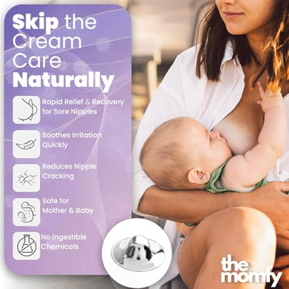 Silver Nursing Nipple Shields - Trilaminated Protective Nursing Cups for Breastfeeding, Nickel Free | Free Storage Pouch - Regular