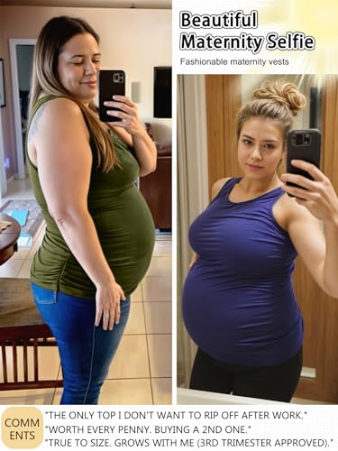 PARNIXS Summer Women's Maternity Tank Top Comfy Sleeveless Maternity Clothes - color: Black/Army Green/White, size: Medium
