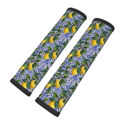 Lemon Tile 2PCS Car Seat Belt Cover Pad, Comfortable Soft Seatbelt Shoulder & Neck Protection Cushion, Car Accessories Interior,Cars Seat Strap Pads Decor Fit for Cars Trucks Backpack - color: Lemon Tile