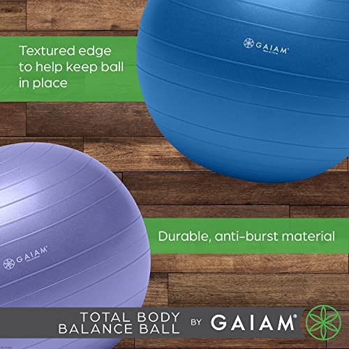 Gaiam Balance Ball Kit, Anti-Burst Stability Ball with Pump - color: Blue